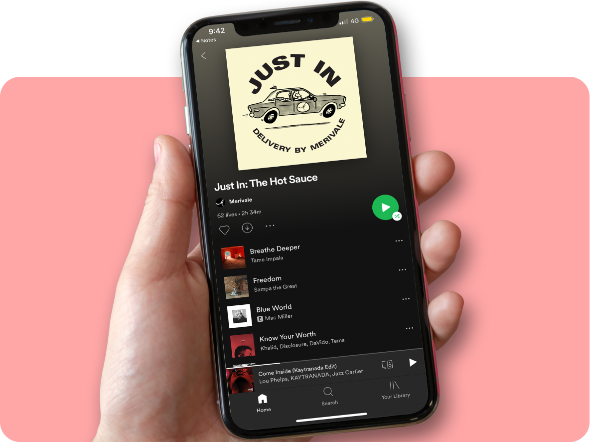 HungryHungry Venue Spotify Playlist Mobile Interface: Merivale